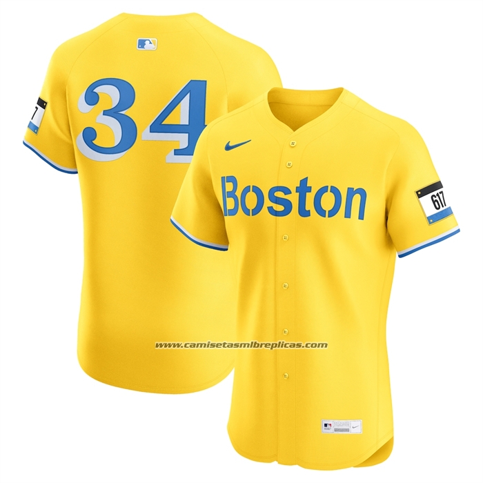 Camiseta Beisbol Hombre Boston Red Sox David Ortiz City Connect Elite Amarillo